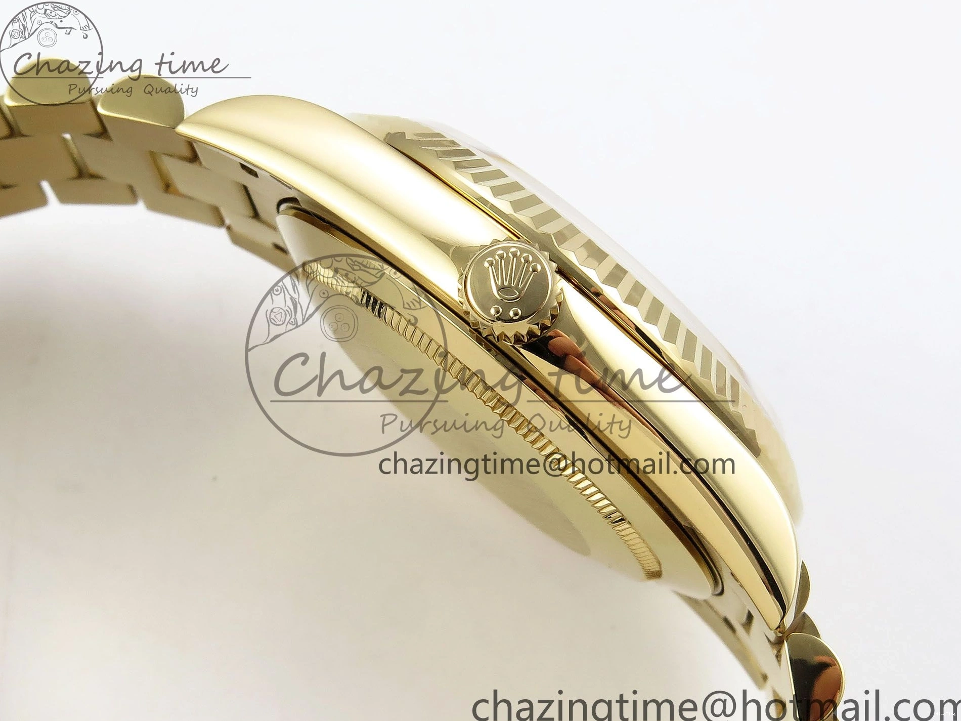 MiroTime 0408 Day Date 40 YG JDF Gain Weight 904L Steel White Roman Dial on President Bracelet VR3255 V Functional 1369